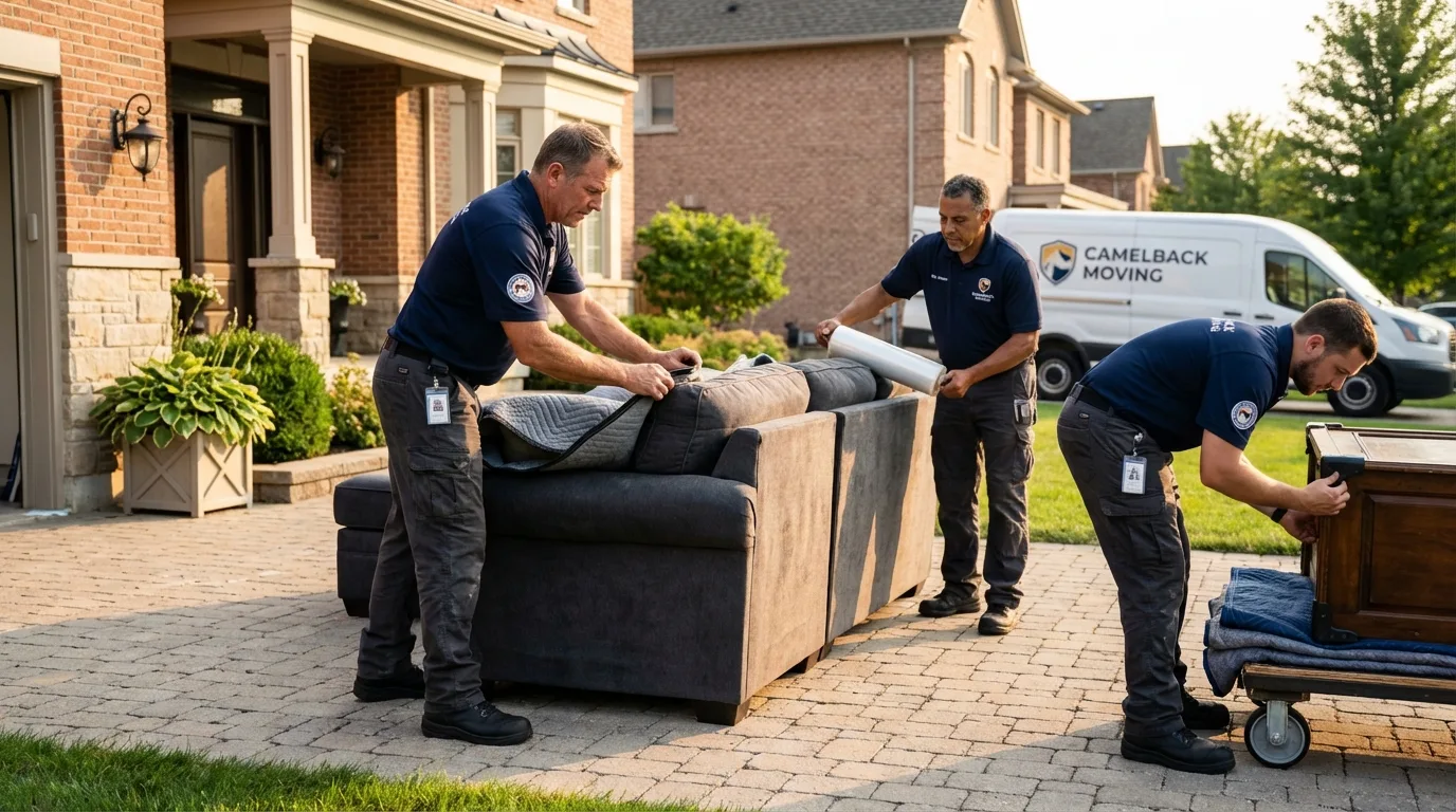 Large estate moving crew wrapping furniture in Monroeville, IN